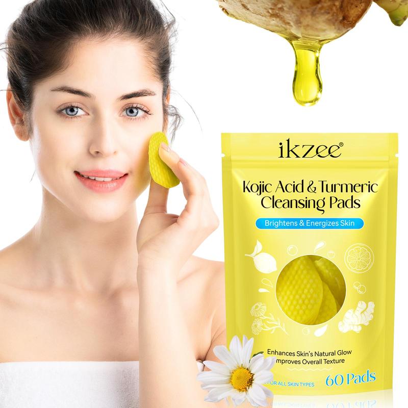 Kojic Acid & Turmeric Cleansing Pads, Skin looks visibly revitalized, Reduce the Appearance of Dark Spots, for Face and Body, Christmas Gift