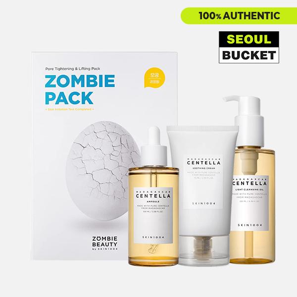 [SKIN1004] Best Skin care set - Zombie Pack 1 Box, 8ea, Hydrating + Madagascar Centella Asiatica Ampoule Facial Serum 3.38 fl.oz(100ml) + MADAGASCAR CENTELLA LIGHT CLEANSING OIL 200ML + Madagascar Centella Soothing Cream 2.53 fl.oz, 75ml daily  set