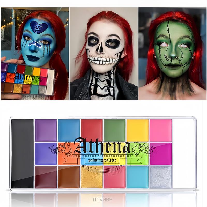 Face Body Paint Set-Athena Painting Palette,10 Professional Artist Brush,Large Deep Pan Ideal for Halloween Cosplay Party SFX Arty Stage Makeup