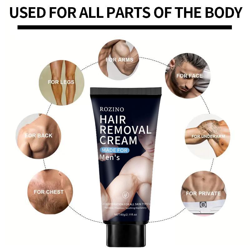 Men's Hair Removal Cream, 1 Count Multi-functional Hair Removal Cream for Body, Face, Legs, Arms and Underarm Hair, Moisturizing and Mild Hair Removal Cream for All Skin Types