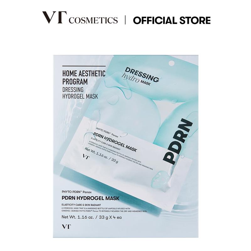 [Official VT Cosmetics] Reedle Shot 100 2-Step Hydrogel Mask 4EA Duo PDRN + Pro Cica | Pore Tightening + Hydrating Overnight Melting Mask