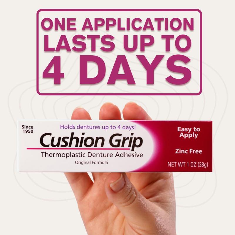 FLASH SALE HOT Cushion Grip Thermoplastic Denture Adhesive, 1 oz - Non-Glue Adhesive for Loose Dentures - Oral