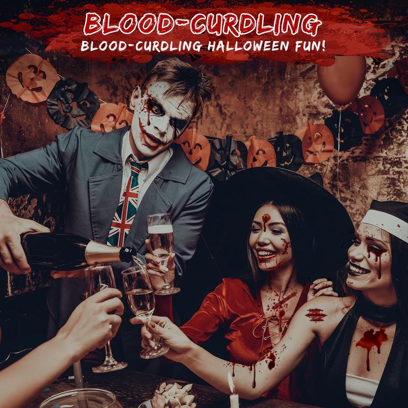 Fake Blood Spray Halloween Makeup - Artificial Blood Washable Fake Blood for Clothes Bloody Halloween Vampire Zombie Clown Stage Costume Blood Makeup Realistic Blood Splatter for Shirt Skin Mouth Face Painting