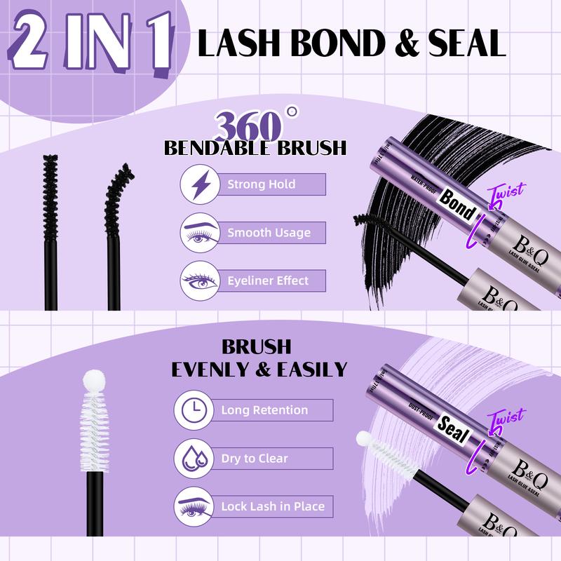 B&Q Lash STAY ON LASH KIT Waterproof lash Clusters for Beginners Long lasting 156pcs D Curl Flat Matte Kit Natural and Soft Makeup Cosmetic