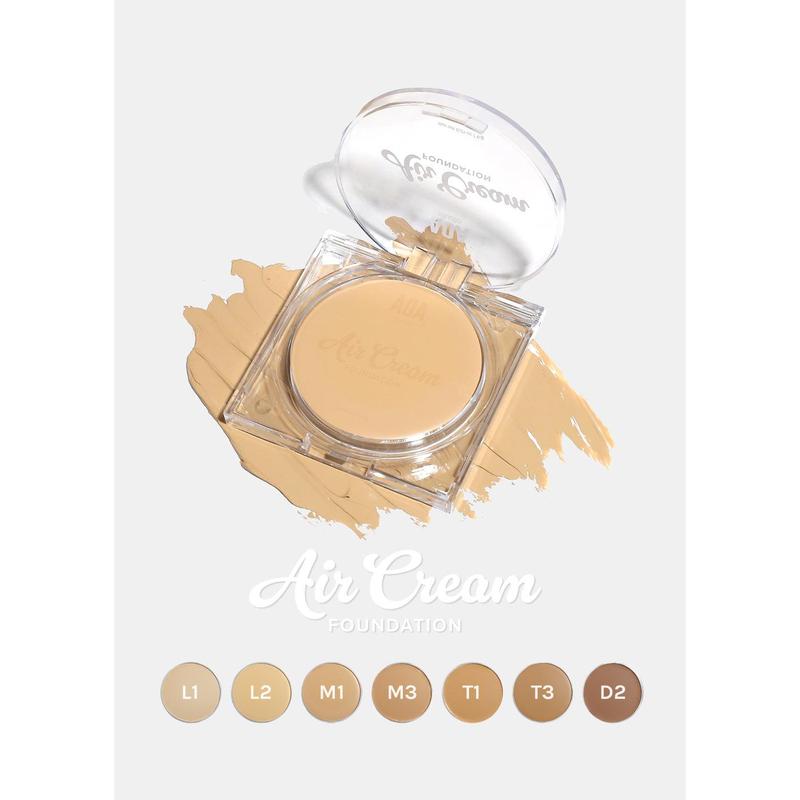 AOA Air Cream Foundation - Cream Foundation & Concealer, 12 Hours Long Lasting, Medium to Full Coverage, Non-Greasy