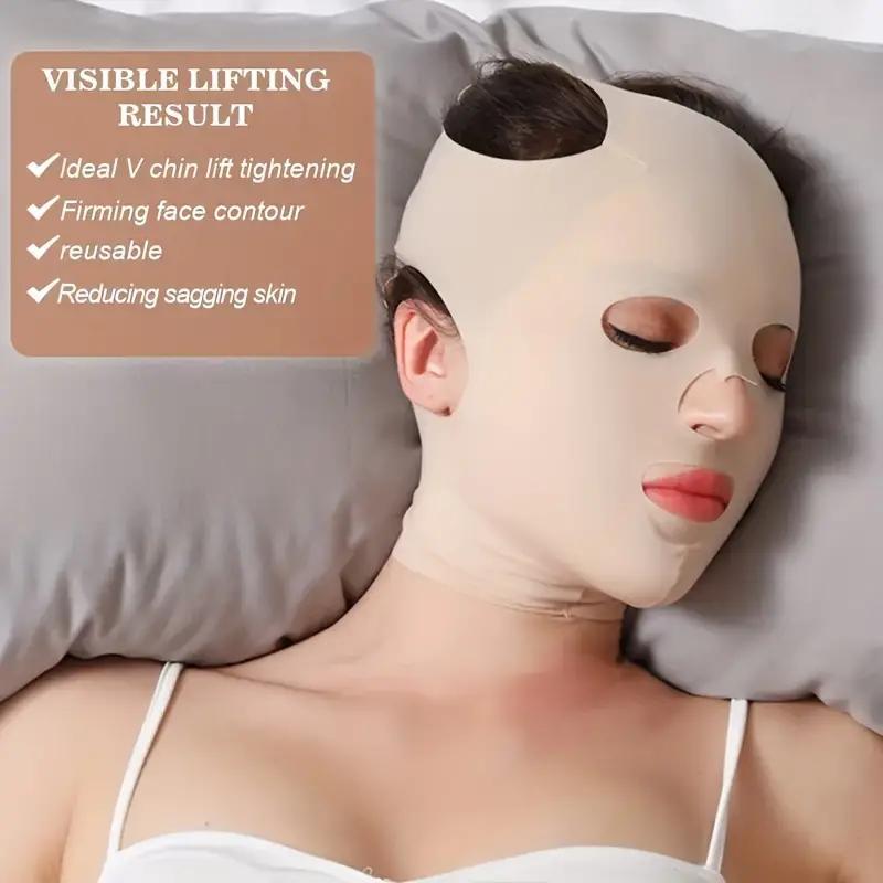 Reusable Full Face Lift Sleeping Belt, Breathable Double Chin Thin Facial Bandages, Face Firming Mask, Cheek Lifting Strap, Skin Care Tool for Women