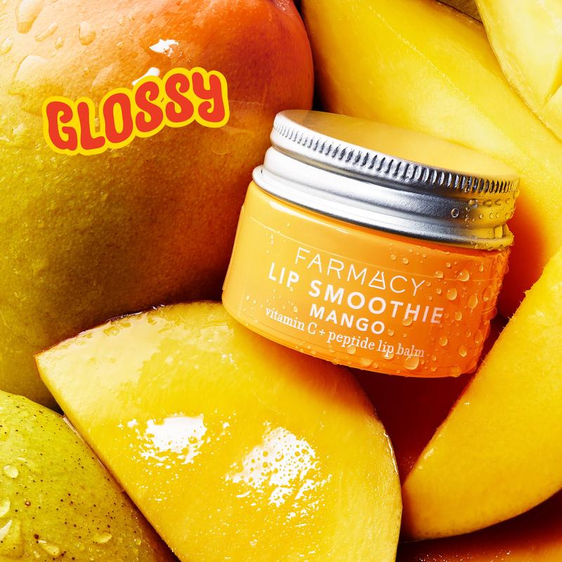 Farmacy Mango Lip Smoothie Peptide Lip Balm - Lip Moisturizer & Plumper with Vitamin C - Mango Scented with High Gloss Finish