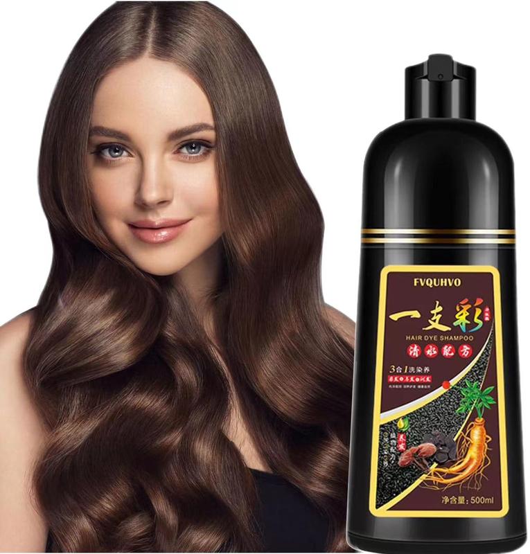 Unisex 500ml 3-in-1 Hair Dye Shampoo: Natural Hair Color + 100% Gray Hair Coverage in Minutes, Perfect for Home and Salon Use! gray coverage