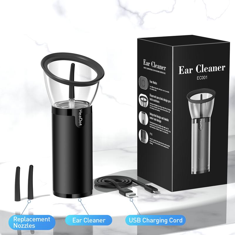 HeaDot Retractable Ear Wax Removal Upgrade: Safe and Effective Ear Cleaner with Waste Tank, Ear Irrigation Kit with USB - C Cable, IPX6 Waterproof