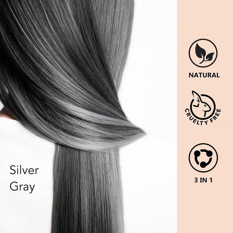 Instant Silver Gray Hair Dye Shampoo 3-in-1, Long-lasting & Natural Color Shampoo, Herbal Ingredients Haircare for Men Women, Easy to Use, 16.9 Fl Oz