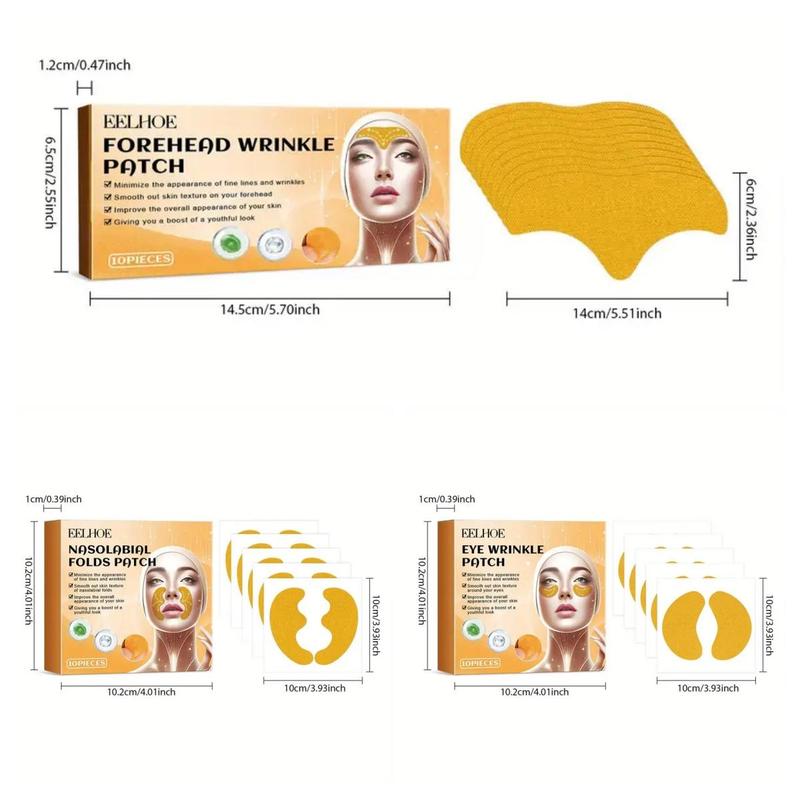 Moisturizing Facial Patches, 3 Boxes(10pcs box) Forehead & Nasolabial Folds & Eye Patches, Reduces The Look Of Wrinkles, Skin Care Kits for Women