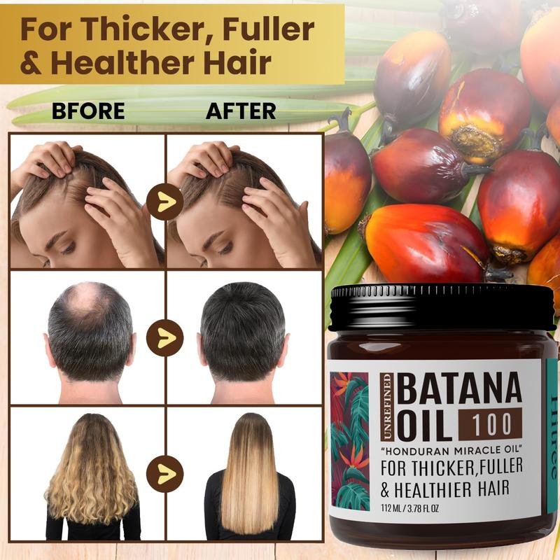 Hitree Batana Oil for Hair Growth: 100% Organic and Pure - Dr. Sebi approved Batana Oil from Honduras Unrefined Promotes Hair thickness for Men & Women 3.78 OZ Hair Care Organic Shiny Moisture Comfort