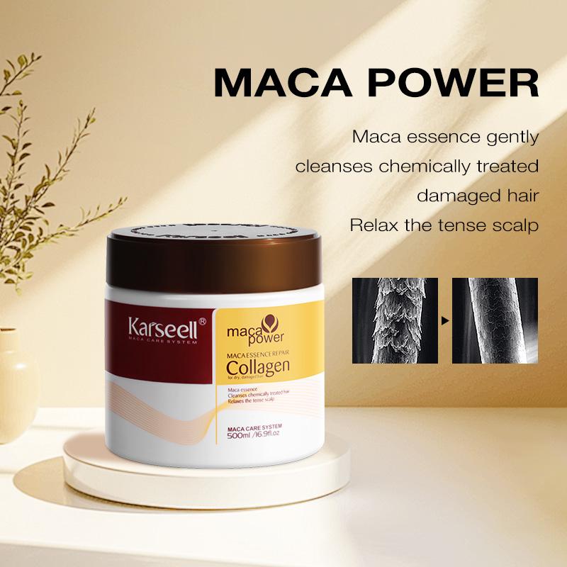 Karseell MACA Collagen for All Hair Types (16.9 floz) Shine Boosting Repair Hydrating Mask - Deep Conditioning Repair Argan Shampoo