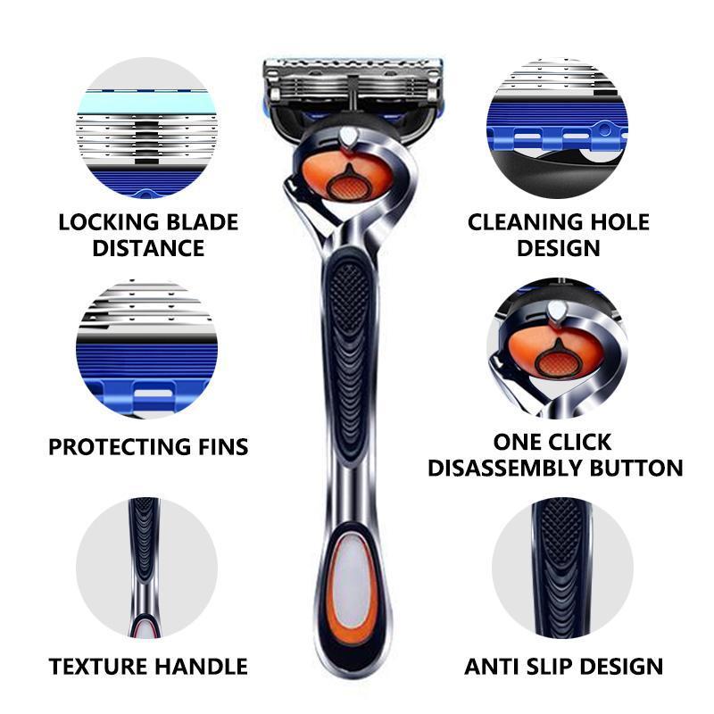 Manual Razor Set, 1 Count Razor Holder & 24pcs Replaceable Blades, Washable Razor Set for Men, Men's Care Tool for Daily Use