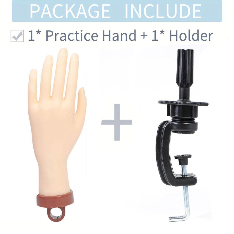 Practice Hand for Acrylic Nails, 2 Counts set Nail Practice Hands with C-clamp, Manicure & Pedicure Tools, Nail Equipment, Lightweight Nail Care Products, Christmas Gift