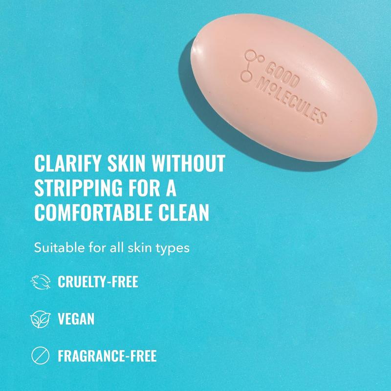 Good Molecules Clarify and Cleanse Bar - Soap-Free Bar with Salicylic Acid BHA, Tea Tree, Kaolin Clay to Hydrate - Skincare for Face and Body Good Molecules Good Molecules