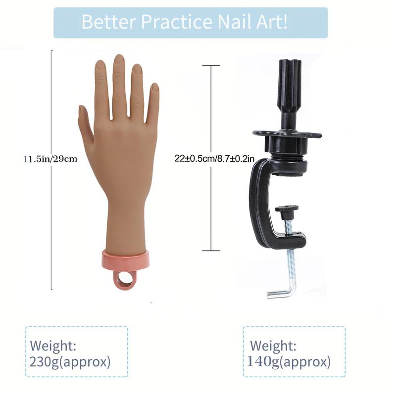 Practice Hand for Acrylic Nails, 2 Counts set Nail Practice Hands with C-clamp, Manicure & Pedicure Tools, Nail Equipment, Lightweight Nail Care Products, Christmas Gift