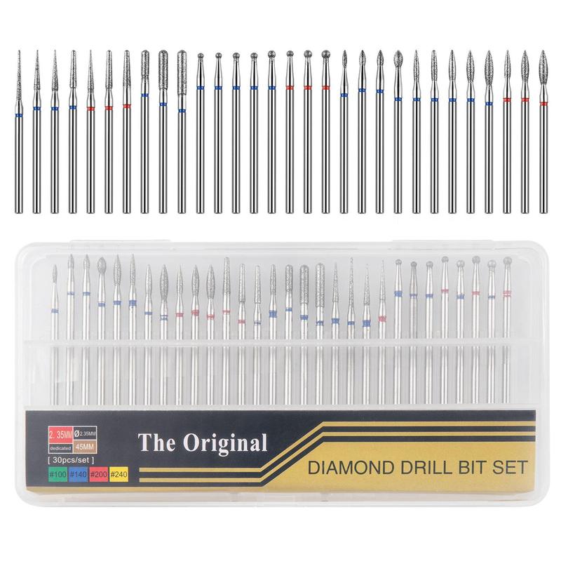 Nail Drill Bit Set, 30pcs set Stainless Steel Nail Accessories, Cuticle Clean Nail Drill Bit Set, Milling Cutter for Manicure Rotary Bits Accessories