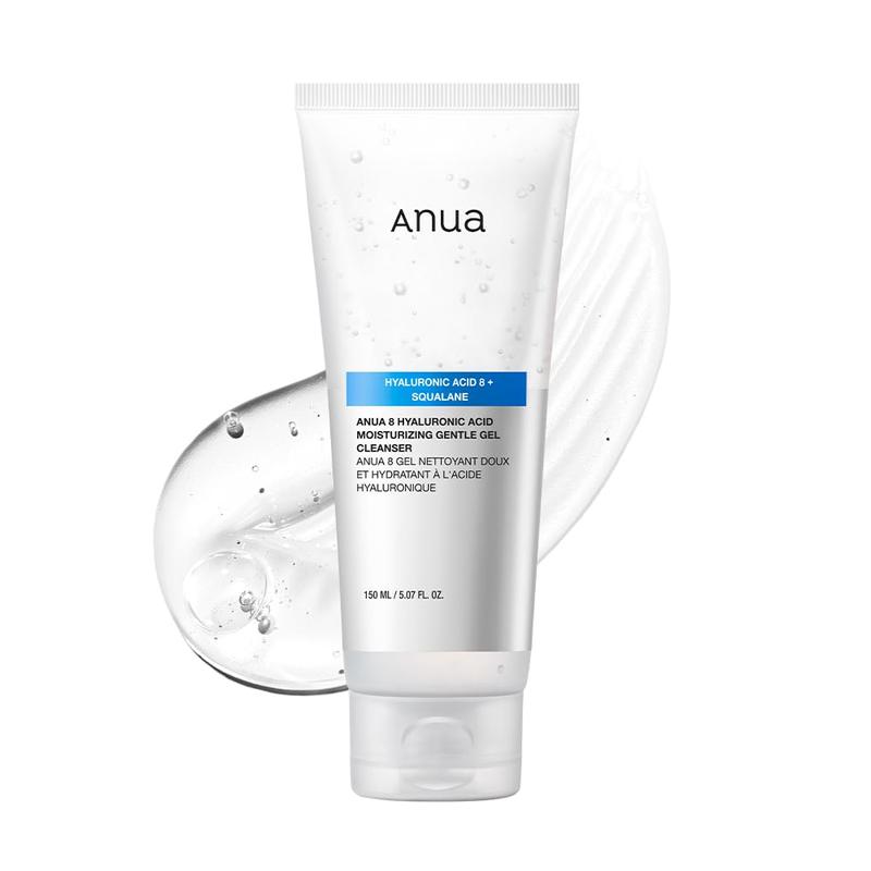 ANUA Moisturizing Gentle Gel Cleanser, Hyaluronic Acid, Squalane, Ceramide, Foaming Facial Korean Cleanser, Ph Balance, Daily Hydrating Face Wash, Korean Skincare (150Ml 5.07Fl Oz.) Cosmocos Co