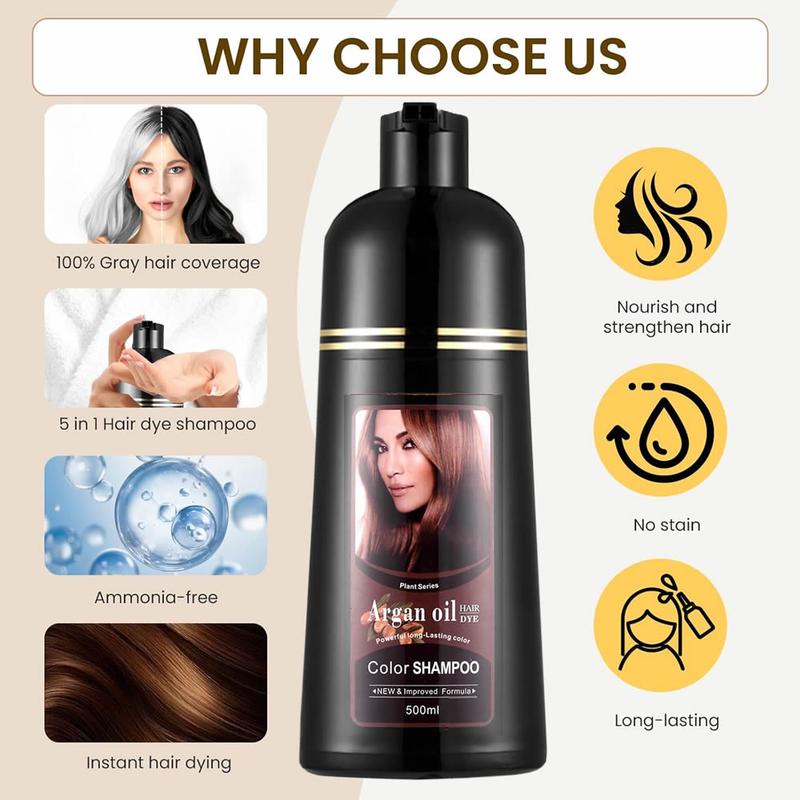 Hair dye Shampoo, Quick hair dye,Fruity aroma-Black hairdye &Brown-Color- Long Lasting-500MI- Ammonia-Plant extracts-Free Haircare Mild hair type color shampoo Haircare grey coverage