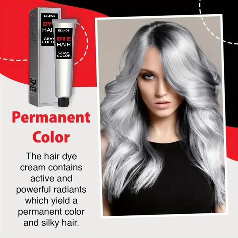 5pc Silver Gray Natural Hair Dye Cream, Permanent Hair Dye, Light Gray Silver Color Cream, Fashion Dye for All Hair Types