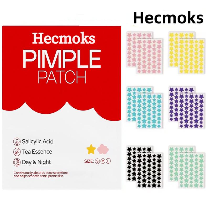 Hecmoks Clear Complexion Essentials: Salicylic Acid & Tea Tree Infused Pimple Patches (232 304 412 Pack) - Star-Shaped Healing Stickers for Flawless Skin