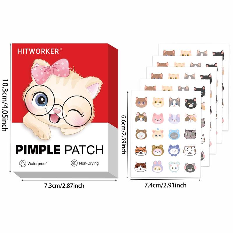 Cute Cat Pattern Pimple Patch, 100pcs box Hydrocolloid Acne Cover Patches, Facial Skin Care Accessories for Women & Men, Christmas Gift