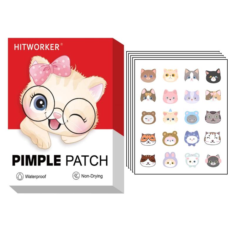 Cute Cat Pattern Pimple Patch, 100pcs box Hydrocolloid Acne Cover Patches, Facial Skin Care Accessories for Women & Men, Christmas Gift