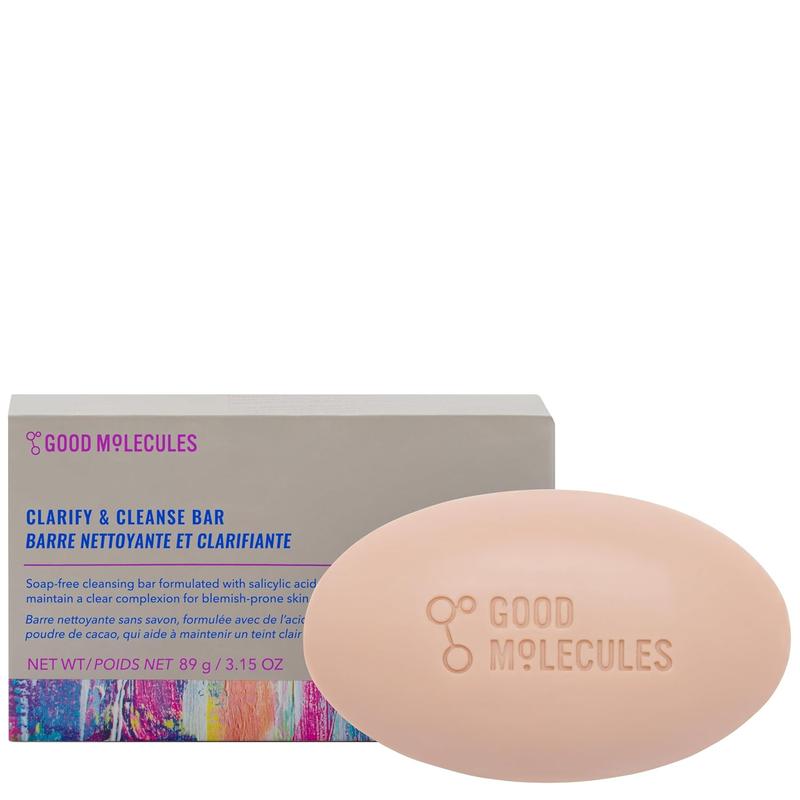 Good Molecules Clarify and Cleanse Bar - Soap-Free Bar with Salicylic Acid BHA, Tea Tree, Kaolin Clay to Hydrate - Skincare for Face and Body Good Molecules Good Molecules