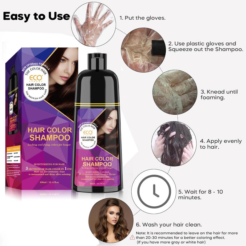 Natural Brown hair dye, fast lasting, gel hair care for all ages, the most delicate color lasting hair shampoo - wine red, black color shampoo brown hair Haircare