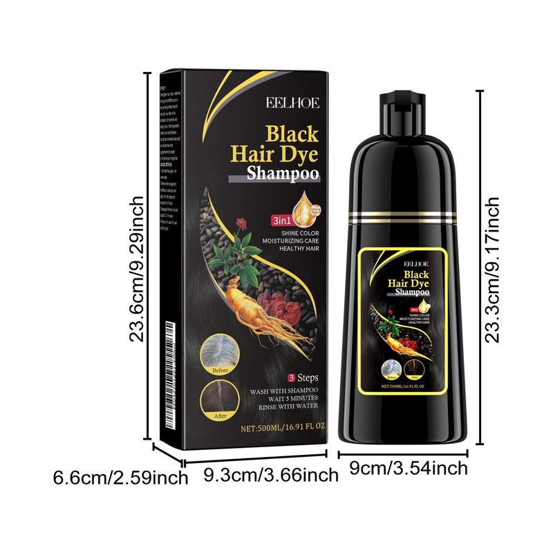  Instant Black Hair Dye Shampoo-3 in 1 Formula- Ginger, Polygonum Multiflorum, Ganoderma lucidum, Ginseng,   Long-Lasting Gray Coverage Nourishing Ginseng Herbal Moisturizing Formula Gentle Haircare any