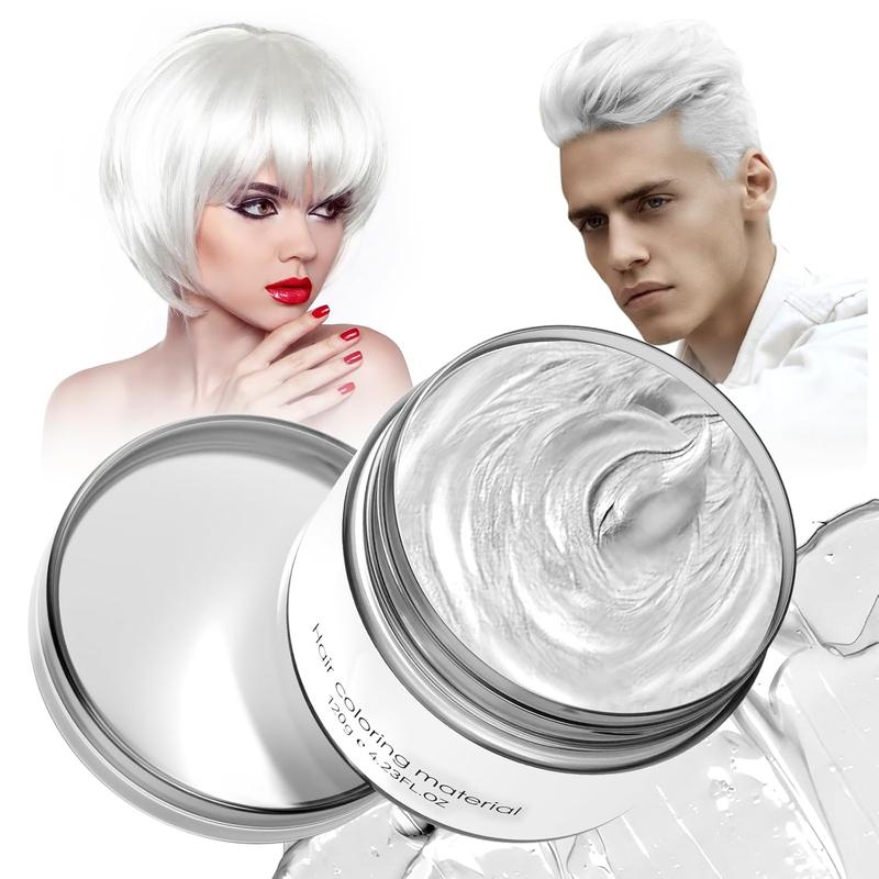 White Temporary Hair Dye,Temporary Hair Color Wax,Natural Washable Hair Dye Temp Hair Color for Women Men  Party Cosplay Halloween