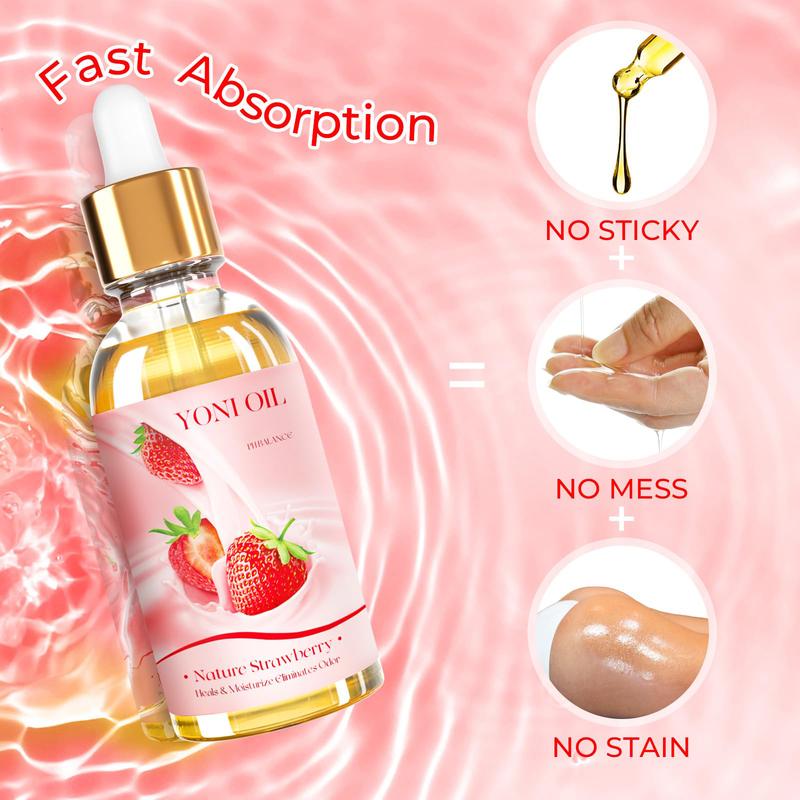 2PCS Yoni Oil Organic Feminine Oil V Moisturizer - Ph Balance for Women - Feminine Deodorant - Eliminates Odor With Strawberry Essential Oil, Yoni Oil