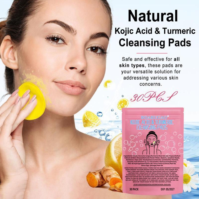 [60Pieces 60%off] ROARUGAO Turmeric Cleansing Exfoliating Pads Facial Cleansing  Skincare Comfort Turmeric & Ginger Cleansing Pads, 30pcs  Bags Exfoliating Skin Care Pad, Deep Cleansing Facial Skin Care Product for Women & Men