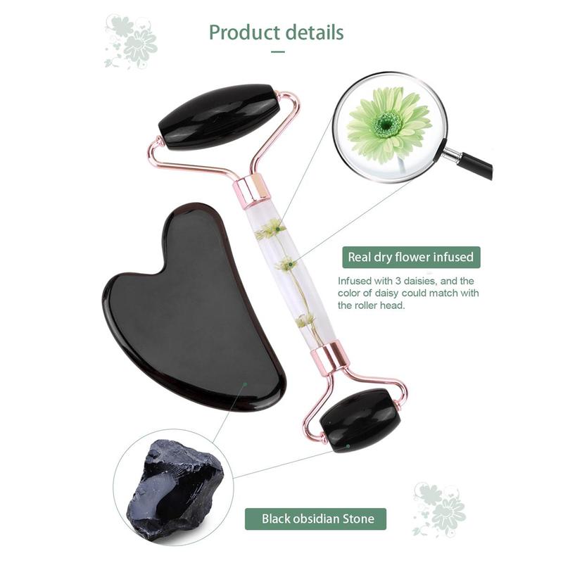 Face Roller & Heart Shaped Gua Sha Board, 2 Counts set Face Massage Tool, Face Rolling Gusha Tool for Skin Care Therapy, Skin Massaging Tool, Skincare Products