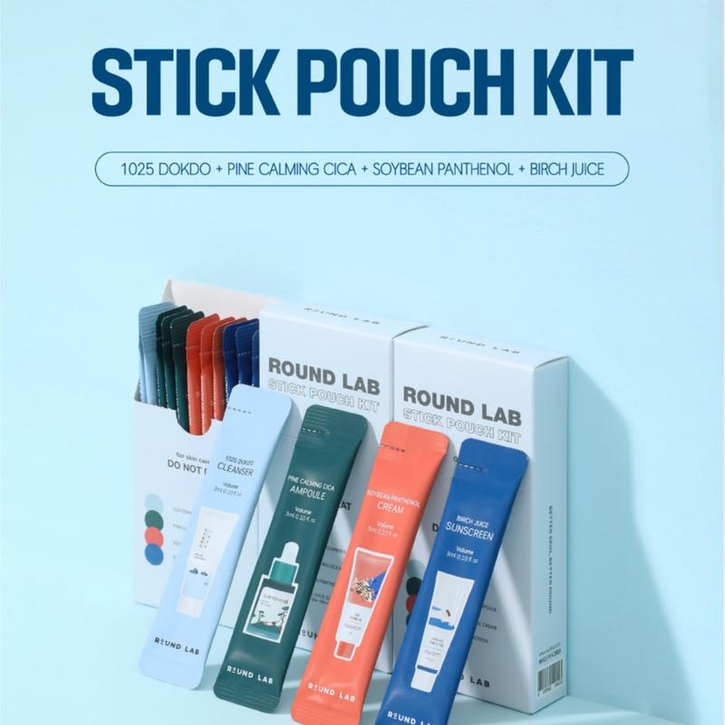 [Gift] ROUND LAD Stick Pouch Kit (1025 Dokdo Cleanser 3ml*3ea, Pine Calming Cica Ampoule 3ml*3ea, Soybean Panthenol Cream 3ml*3ea, Birch Juice Moisturizing Sunscreen 3ml*3ea)