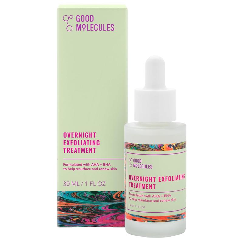 Good Molecules Overnight Exfoliating Treatment - Facial Exfoliant with AHA for Tone and Texture - Pore Minimizer, Skincare for Face with Salicylic Acid Good Molecules Good Molecules