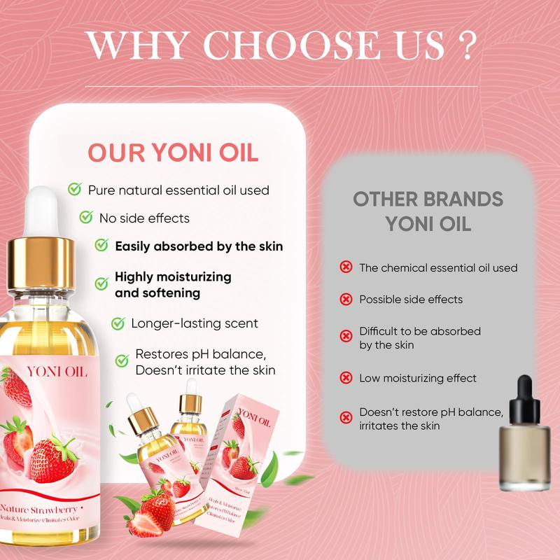 2PCS Yoni Oil Organic Feminine Oil V Moisturizer - Ph Balance for Women - Feminine Deodorant - Eliminates Odor With Strawberry Essential Oil, Yoni Oil