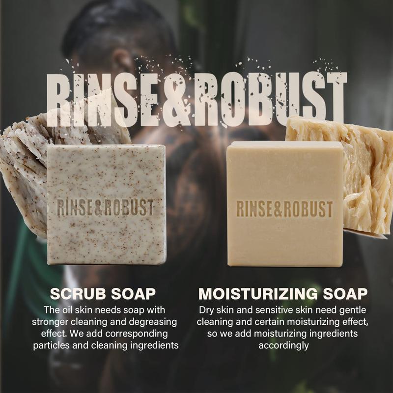 Rinse & Robust Mens Soap Bar Set, 3.5 oz (Pack of 6) | 6 Different Scents | Natural, Handmade | Cleansing, Moisturizing, Exfoliating Scrub | All Skin Type