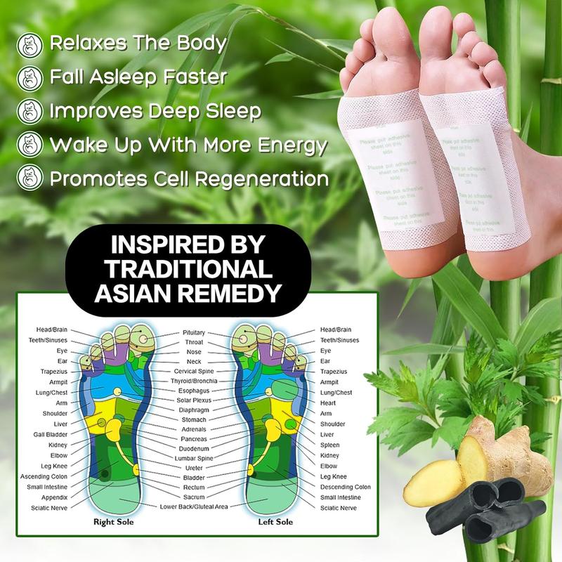 50PCS Foot Pads Bamboo Vinegar Ginger Foot Paches for Foot Care Cleansing Relaxation Adhesive Sheets