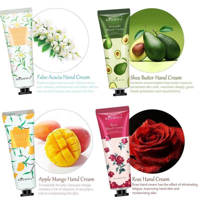 Fruit Plant Extract Hand Cream, 10pcs set Moisturizing Hand Lotion, Hydrating Hand Care Cream, Hand Care Product for Women & Men