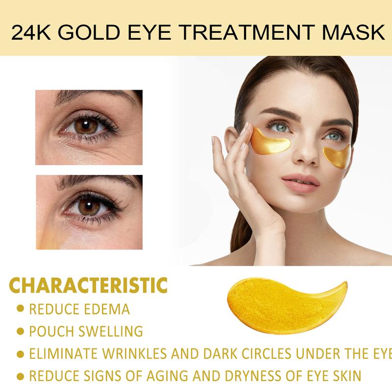 24k Gold under Eye Patch, Moisturizing Eye Mask for Soothing Dry Skin, Hydrating Personal Eye Skin Care Supplies for Daily Use, Spring Comfort Skincare, Mother's Day Gift Moisturizer Moisture Hydrate