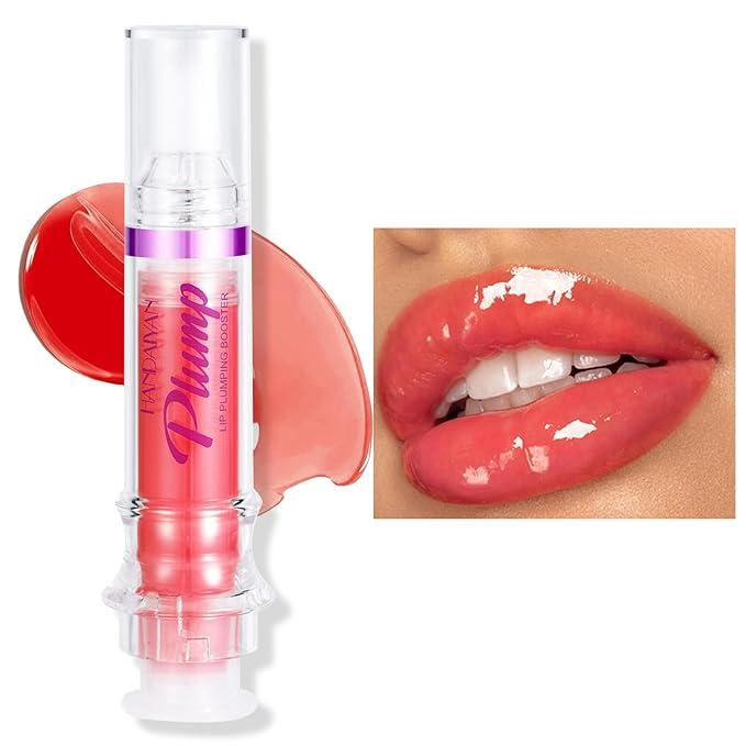 Lip Plumping Booster, Spicy Lip Plumper Gloss Lip Plumping Oil, Ultra-Hydrating & Nourishing Plump and Pout Lip Plumper, Glossy Finish Fuller Natural Lip Gloss for Women Girls