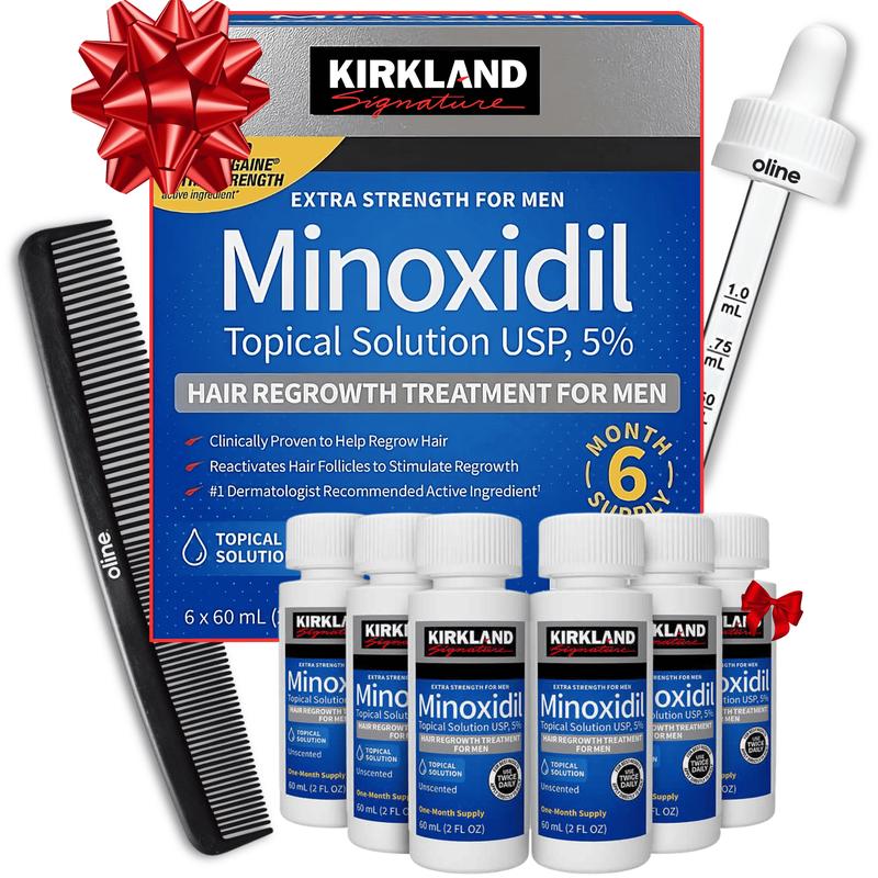 Kirkland Signature Minoxidil Liquid Extra Strength Hair Loss Regrowth Treatment for Men, 5% Topical Solution, Dropper and Comb Included