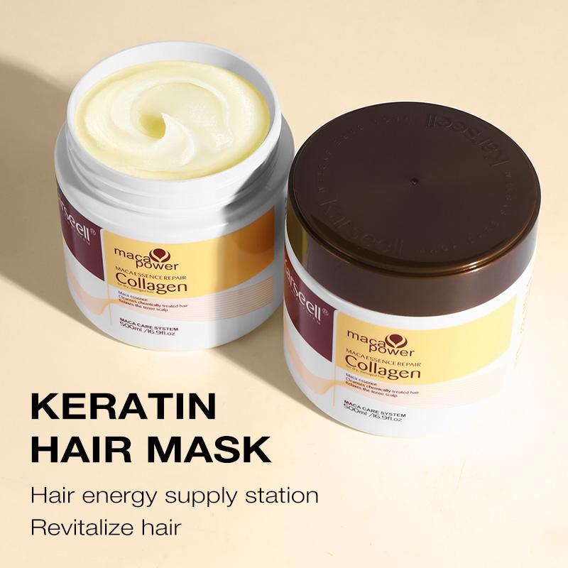 Karseell MACA Collagen for All Hair Types (16.9 floz) Shine Boosting Repair Hydrating Mask - Deep Conditioning Repair Argan Shampoo