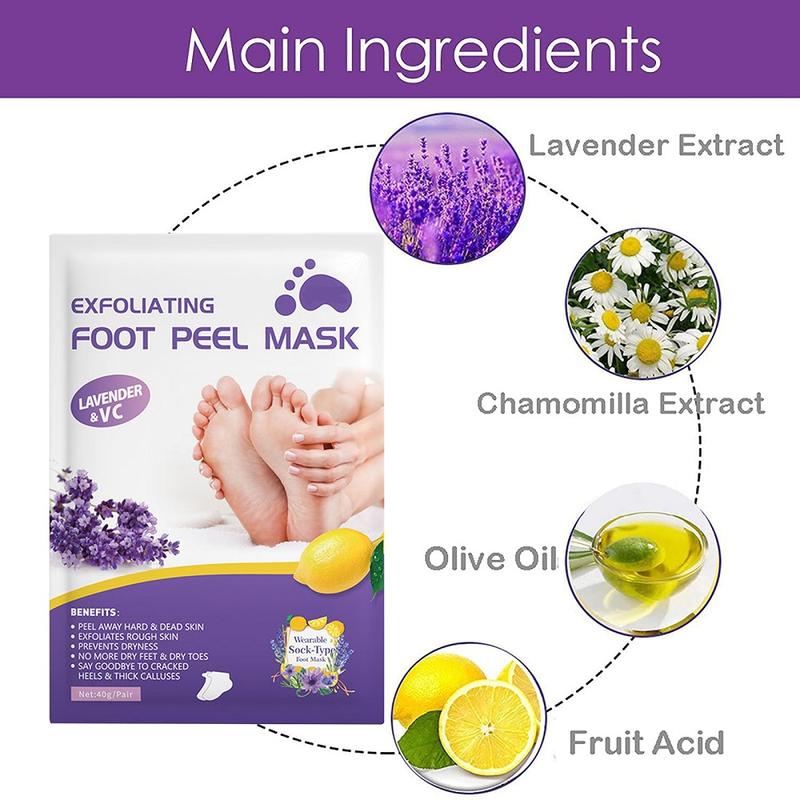 Foot Exfoliating Mask (5 pairs)  Removes Dead Chapped Feet and Calluses Spa Treatment Made with Aloe Vera Extract lavender Scent Foot peel mask Friend