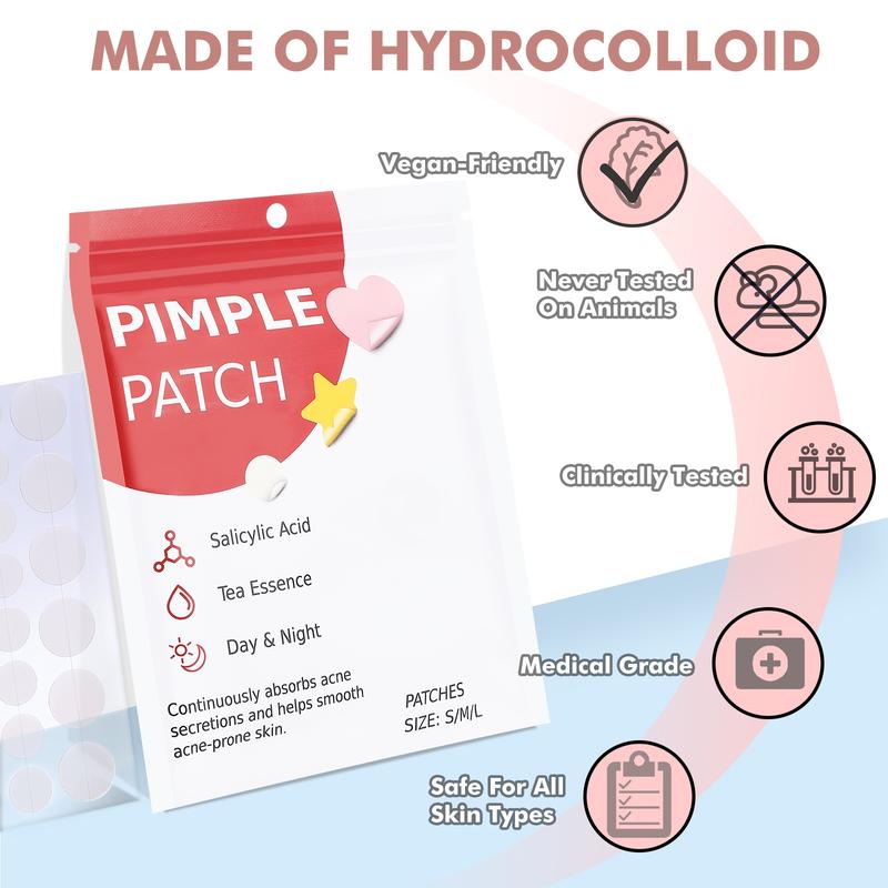 Hecmoks Clear Complexion Essentials: Salicylic Acid & Tea Tree Infused Pimple Patches (232 304 412 Pack) - Star-Shaped Healing Stickers for Flawless Skin