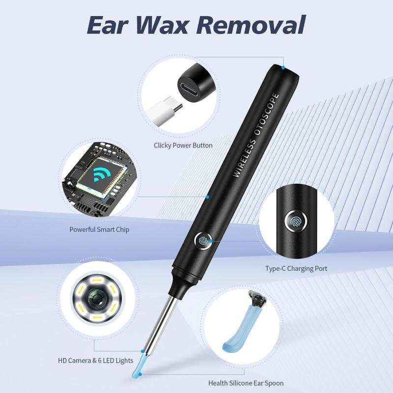 Ear Wax Removal Kit, 1 Box Ear Cleaner with Camera & Light, Ear Wax Removal Tool Camera Suitable for Cell Phones and Tablets, Christmas Gift