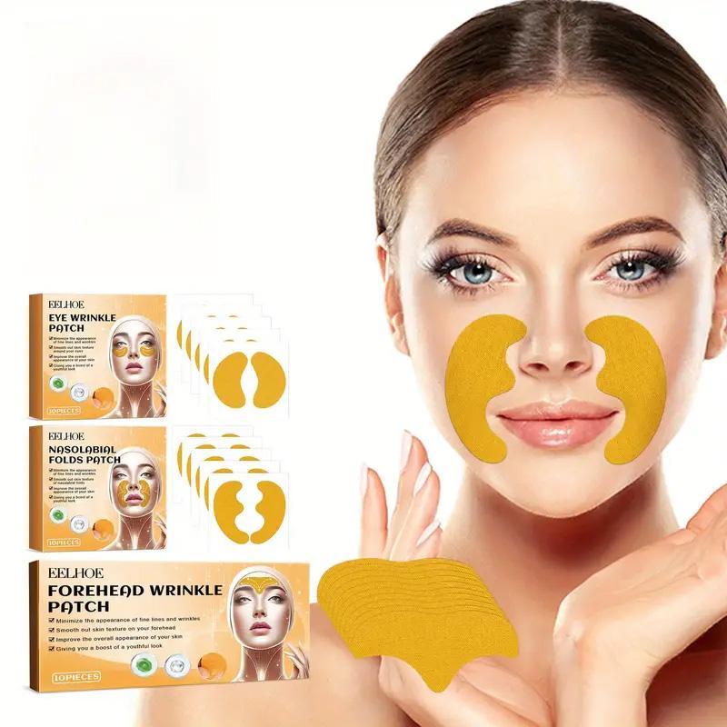 Moisturizing Facial Patches, 3 Boxes(10pcs box) Forehead & Nasolabial Folds & Eye Patches, Reduces The Look Of Wrinkles, Skin Care Kits for Women