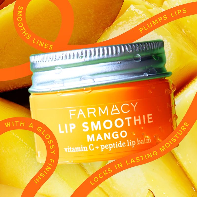 Farmacy Mango Lip Smoothie Peptide Lip Balm - Lip Moisturizer & Plumper with Vitamin C - Mango Scented with High Gloss Finish